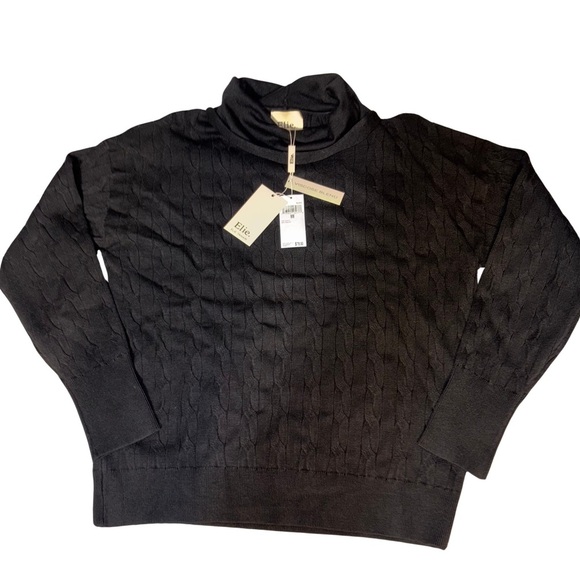 Elie Tahari Black Turtleneck Viscose Blend Sweater - Picture 1 of 7